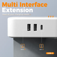 Load image into Gallery viewer, Surge Protector Flat Extension Cord Flat Plug Power Strip, 8 AC Outlets, 3 USB Charger(1 USB C Port) 3-Sided Outlet Extender, 5 Ft, 900 Joules Protection, Office Supplies, Dorm Room Essentials, Grey