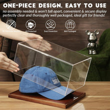 Load image into Gallery viewer, JupDec Baseball &amp; Hat Display Case with Wood Stand, Clear Acrylic Game Ball Holder Showcase, UV Protection Souvenirs and Collectibles Box, Ideal Gift for Autograph Single MLB Ball