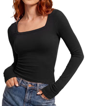 Load image into Gallery viewer, TNNZEET Women’s Square Neck Ribbed Long Sleeve Top Slim Fit Basic Tees Fashion Fall Winter 2026