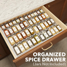 Load image into Gallery viewer, SpaceAid Bamboo Spice Drawer Organizer, (Need 3&quot; Deep Drawer) Expandable 4 Tier Spices Rack for Cabinet, Kitchen Seasoning Storage Insert (Jars Not Included, From 12&quot; to 23&quot; Wide)