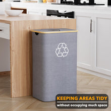 Load image into Gallery viewer, SpaceAid Recycling Bin for Kitchen 26 Gallon, 100L Recycle Bin with Lid and 2 Reusable Inner Bags, for Bottle Can Glass Plastic Stickers, Blue