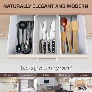 6 Pack Drawer Dividers 6 Inch High, 11”-17" Adjustable Bamboo Organizers Large Expandable Drawer Separators for Cloths, Dresser, Bedroom, Bathroom, Baby Drawer, Office & Kitchen Utensils (Natural)