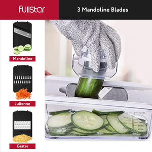 Fullstar Vegetable Chopper, Mandoline Slicer - Cheese Grater, Food Chopper with Container, Kitchen Gadgets, Home Essentials (6-in-1, White/Black)
