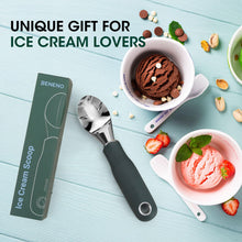 Load image into Gallery viewer, Beneno Heavy Duty Ice Cream Scoop - Upgraded Anti-Fracture Design, Comfortable Grip Long Handle, Effortless Scooping &amp; Dishwasher Safe, Black