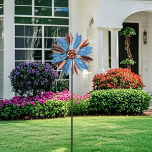 WONDER GARDEN Wind Spinners Outdoor - 2 Pack Small Metal Hummingbird Green Wind Spinner Windmill, Wind Sculpture for Yard Patio Lawn Decor