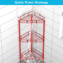 Load image into Gallery viewer, 4 Tier Floor Standing Corner Shower Caddy Organizer Shelf with Hooks, Bathroom Shelves Stand Rack, Black