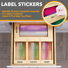 Load image into Gallery viewer, SpaceAid Bag Storage Organizer for Kitchen Drawer, Bamboo Organizer, Compatible with Gallon, Quart, Sandwich and Snack Variety Size Bag (4 Pack)