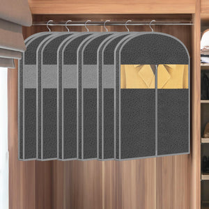 4 Pack 61'' Garment Bags for Hanging Clothes Storage, Travel, Clear Dress Bags for Gowns Long, Suit Bags for Closet Storage, Grey