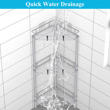 Load image into Gallery viewer, 4 Tier Floor Standing Corner Shower Caddy Organizer Shelf with Hooks, Bathroom Shelves Stand Rack, Black