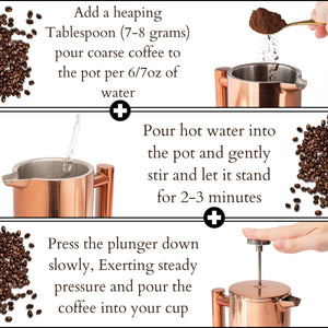 Mixpresso Stainless Steel French Press Coffee Maker 27 Oz 800 ml, Double Wall Insulated French Press Stainless Steel & Tea Brewer Easy Clean & Easy Press Strong Quality Metal Coffee Press.