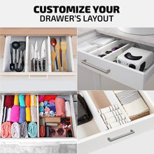 Load image into Gallery viewer, 4 Pack Drawer Dividers Bamboo 2.6&quot; High, 16-22&quot; Adjustable Drawer Organizers for Clothes, Expandable Dresser Separators in Bedroom/Bathroom/Kitchen/Office Organization and Storage (Natural)