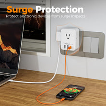 Load image into Gallery viewer, Surge Protector Wall Outlet Extender, TESSAN Multi Plug Outlet Splitter with 3 USB Charging Blocks(1 USB C), Multi Plug Wall Charger for Home, Office, School, College Dorm Essentials