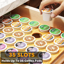 Load image into Gallery viewer, SpaceAid Bamboo K Cup Drawer Organizer Insert, Kitchen K Cups Coffee Pod Holder Tray Organizers for Kcup Coffee Station Drawer Storage Organization (35 Slots)