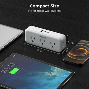 Multi Plug Outlet Extender, TESSAN Surge Protector Wall Plug Splitter with 5 Electrical Outlet Expander, Multiple Plug Adapter for Travel Home Office