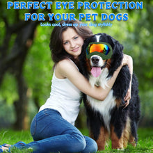 Load image into Gallery viewer, Large Dog Sunglasses Dog Goggles Pet Glasses Pet Eyewear with Adjustable Strap, Glasses for Medium Large Dog Swimming Skating Glasses Windproof Dustproof UV Proof (Black-Colorful)