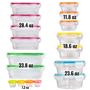 50-Piece Plastic Food Storage Containers with Lids (24 Containers & 24 Lids) - Leakproof, BPA-Free, Meal Prep Containers, Reusable Lunch Storage Set for Kitchen Organization (Pack of 50)