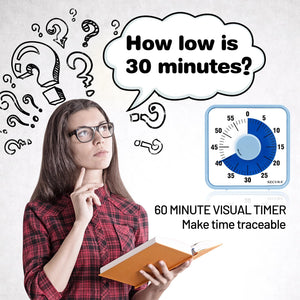 Secura 60-Minute Visual Countdown Timer, 7.5-Inch Oversize Classroom Visual Timer for Kids and Adults, Durable Mechanical Kitchen Timer Clock with Magnetic Backing (Blue)
