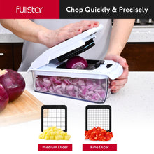 Load image into Gallery viewer, Vegetable Chopper and Spiralizer - Food Chopper with Container, Fruit Slicer, Kitchen Gadgets &amp; Accessories, Home Essentials (4 in 1, White)