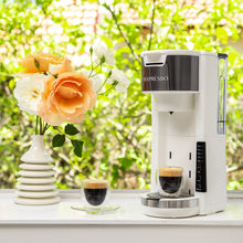 Load image into Gallery viewer, Mixpresso Single Serve Coffee Brewer K-Cup Pods Compatible &amp; Ground Coffee, 30 oz Compact Coffee Maker Single Serve With 5 Brew Sizes Up To 14 Oz, Fits Travel Mug, Adjustable Drip Tray, Black