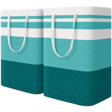 Load image into Gallery viewer, HomeHacks 2 Pack Large Laundry Baskets, Waterproof, Freestanding Laundry Hampers, Collapsible Clothes Hamper with Reinforced Handles in Laundry Room, College Dorm, Bathroom, Bedroom (Grey, 75Lx2)