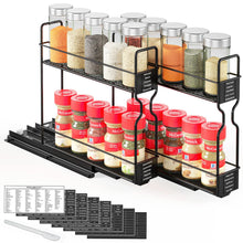 Load image into Gallery viewer, SpaceAid Pull Out Spice Rack Organizer for Cabinet, Heavy Duty Slide Out Seasoning Kitchen Organizer, Cabinet Organizer, with Labels, 5.2&quot; W x10.75 D x10 H, 2 Drawers 2-Tier