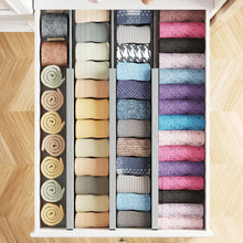 Load image into Gallery viewer, SpaceAid Bamboo Dresser Drawer Dividers 6 Pack, 4.65“ High Adjustable 12.5“-17” Drawer Organizers, Expandable Organization for Clothing, Clothes, Dressers, Natural