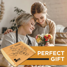 Load image into Gallery viewer, Texas State Gift Cutting Board, 11&quot; x 8.5&quot; - Decoration &amp; Small Charcuterie Serving Board for Snacks - Perfect Home &amp; Kitchen Gift Featuring Texas State Map - Bamboo Wood Serving Board