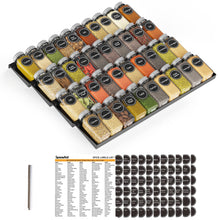 Load image into Gallery viewer, SpaceAid Spice Drawer Organizer with 28 Spice Jars, 386 Spice Labels, 4 Tier Seasoning Rack Tray Insert for Kitchen Drawers, 13&quot; Wide x 17.5&quot; Deep