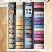 Load image into Gallery viewer, SpaceAid Bamboo Dresser Drawer Dividers 6 Pack, 4.65“ High Adjustable 12.5“-17” Drawer Organizers, Expandable Organization for Clothing, Clothes, Dressers, Natural