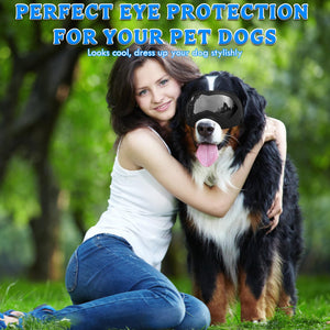 Large Dog Sunglasses Dog Goggles Pet Glasses Pet Eyewear with Adjustable Strap, Glasses for Medium Large Dog Swimming Skating Glasses Windproof Dustproof UV Proof (Black-Colorful)