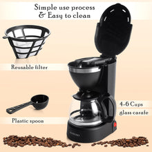 Load image into Gallery viewer, Mixpresso 8-Cup Drip Coffee Maker Programmable, Coffee Pot Machine Including Reusable &amp; Removable Coffee Filter, Black Electric Coffee Maker