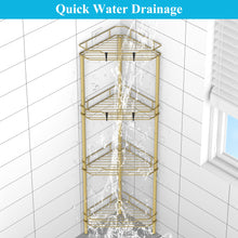 Load image into Gallery viewer, 4 Tier Floor Standing Corner Shower Caddy Organizer Shelf with Hooks, Bathroom Shelves Stand Rack, Black