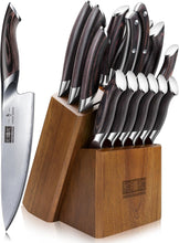 Load image into Gallery viewer, 16-Piece Knife Set, Japanese High Carbon Stainless Steel Kitchen Knife Set, Ultra Sharp Chef Knife Block Set with Sharpener