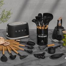 Load image into Gallery viewer, Umite Chef Kitchen Cooking Utensils Set, 33 pcs Non-Stick Silicone Cooking Kitchen Utensils Spatula Set with Holder, Wooden Handle Silicone Kitchen Gadgets Utensil Set (Khaki)