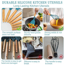 Load image into Gallery viewer, Umite Chef Kitchen Cooking Utensils Set, 33 pcs Non-Stick Silicone Cooking Kitchen Utensils Spatula Set with Holder, Wooden Handle Silicone Kitchen Gadgets Utensil Set (Khaki)