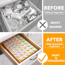 Load image into Gallery viewer, SpaceAid Bamboo K Cup Drawer Organizer Insert, Kitchen K Cups Coffee Pod Holder Tray Organizers for Kcup Coffee Station Drawer Storage Organization (35 Slots)