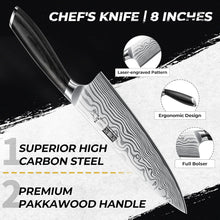 Load image into Gallery viewer, 5 Pieces Knife Set, Professional Powder Steel Chef Knife Set, Ultra Sharp Japanese Kitchen Knives Set with Ergonomic Pakkawood Handle