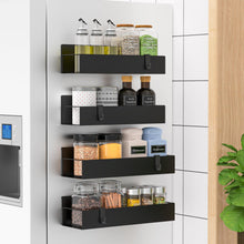 Load image into Gallery viewer, Metal 4 Pack Magnetic Spice Storage Rack Organizer for Refrigerator and Oven, Black Fridge Organizers and Storage