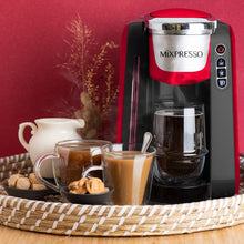 Load image into Gallery viewer, Mixpresso Single Serve Coffee Brewer K-Cup Pods Compatible &amp; Ground Coffee, 30 oz Compact Coffee Maker Single Serve With 5 Brew Sizes Up To 14 Oz, Fits Travel Mug, Adjustable Drip Tray, Black