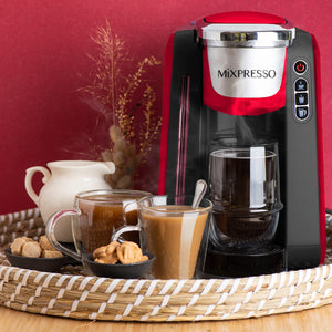Mixpresso Single Serve Coffee Brewer K-Cup Pods Compatible & Ground Coffee, 30 oz Compact Coffee Maker Single Serve With 5 Brew Sizes Up To 14 Oz, Fits Travel Mug, Adjustable Drip Tray, Black