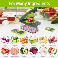 Load image into Gallery viewer, Vegetable Chopper With Container, Multifunctional Food Chopper Onion &amp; Vegetable Cutter Dicer With 8 Blades, Carrot &amp; Veggie Slicer 2 Blades