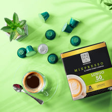 Load image into Gallery viewer, Mixpresso Coffee Espresso Capsules Compatible With Nespresso Original Brewers Single Cup Coffee Pods 100% from Italy Dark Roast Espresso, 50 Count Coffee Capsules - Lungo Intensity - 10/12