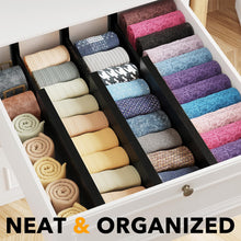 Load image into Gallery viewer, SpaceAid Bamboo Dresser Drawer Dividers 6 Pack, 4.65“ High Adjustable 12.5“-17” Drawer Organizers, Expandable Organization for Clothing, Clothes, Dressers, Natural
