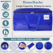Load image into Gallery viewer, HomeHacks Moving Bags, 8-Pack Heavy Duty with Strong Zippers and Handles Collapsible Moving Supplies, Storage Totes for Packing &amp; Moving Storing 93L-8 Pack (Blue)