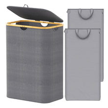 Load image into Gallery viewer, SpaceAid Laundry Hamper with Lid, 110L Large Tall Clothes Basket Bin with Bamboo Handles, Collapsible Laundry Hamper for Bedroom, Bathroom, Dorm, Laundry Room - Black