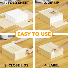 Load image into Gallery viewer, SpaceAid 8 Pack Bed Sheet Organizers and Storage, Foldable Sheet Organizer for Linen Closet, Sheets Set Folder Keeper with Window XL (Queen &amp; King Size) Bedding Container (Beige, 8 Pack)