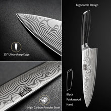 Load image into Gallery viewer, 8 Pieces Knife Set with Magnetic Block, Ultra Sharp Powder Steel Knife Block Set, Professional Chef Knife Sets with Ergonomic Handle &amp; Knife Sharpener