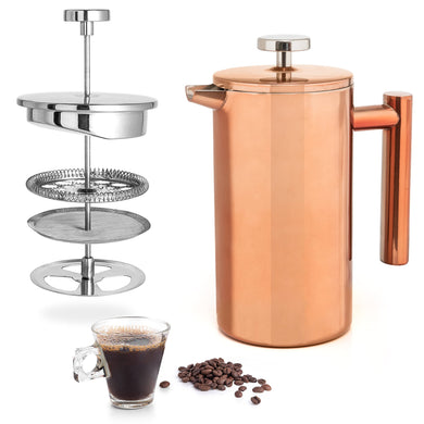 Mixpresso Stainless Steel French Press Coffee Maker 27 Oz 800 ml, Double Wall Insulated French Press Stainless Steel & Tea Brewer Easy Clean & Easy Press Strong Quality Metal Coffee Press.