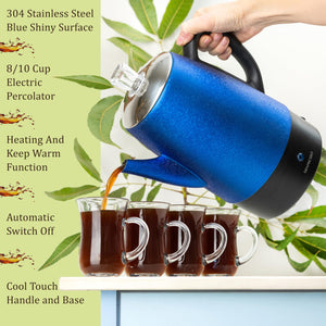 Mixpresso Small Percolator Coffee Pot Electric 4 Cup, Stainless Steel Coffee Maker, Coffee Percolator Electric With Keep Warm Function, 4 Cups Stainless Steel Perculator With Basket