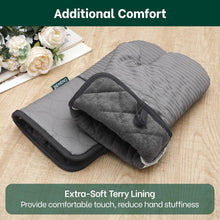Load image into Gallery viewer, Beneno Non-Slip Silicone Textured Cotton Oven Mitts, Heat Resistant up to 500° F, Flexible Grip with 14.3&quot;x7&quot; Longer Protection, Durable 100% Cotton Oven Mitts for Kitchen &amp; Barbecue, 2-Pack, Gray